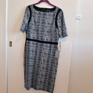 BRAND NEW: Maggy London Petite Tweed Blue Dress